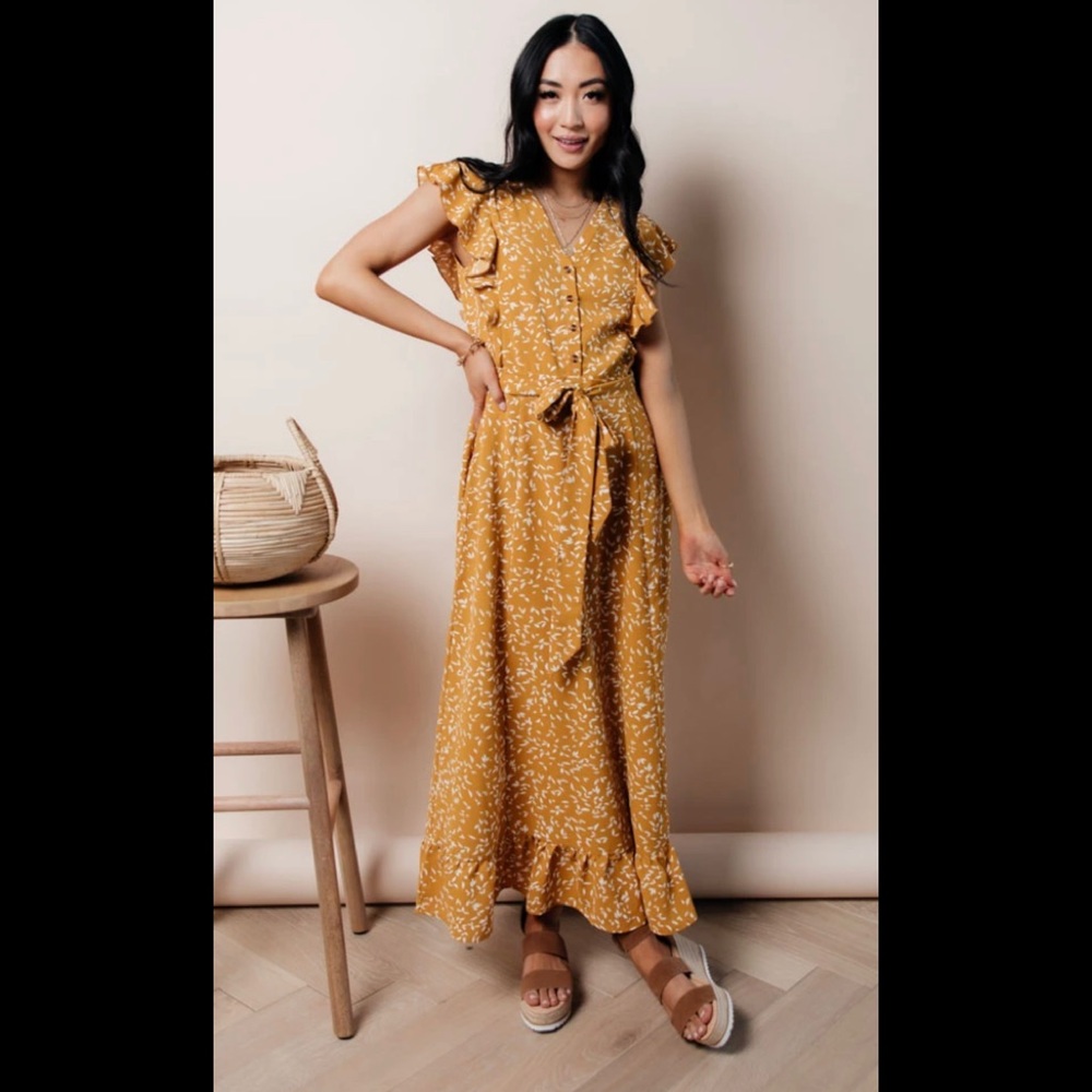 ✨ NWT böhme Lucida Ruffle Sleeve Maxi Dress Small